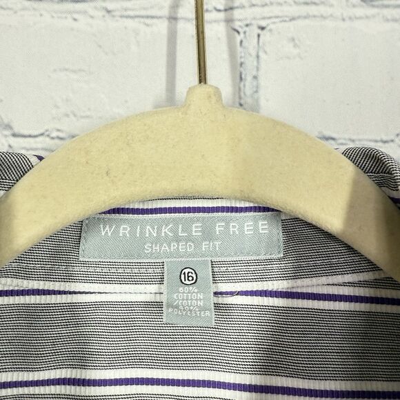 Foxcroft Shirt Womens Size 16 Wrinkle Free Long Sleeve Abstract Travel Friendly - Picture 4 of 11